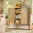 Storage Cabinet with Adjustable Shelf, Rattan Cabinet with 2 Doors