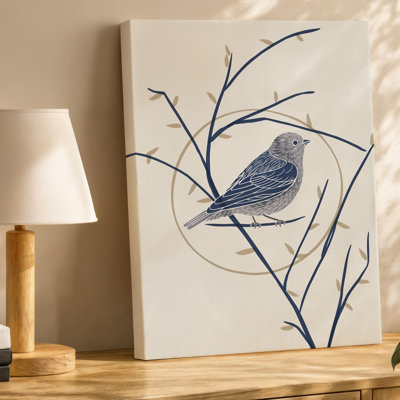 Toile, une délicate illustration d'un petit oiseau perché sur un art mural