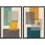 "Abstract Abstract Color Blocks" Mid-Century Green and Yellow Polygon Collage Abstract Formes Modern on Canvas, 2 pièces-119460594-92285108-92285107