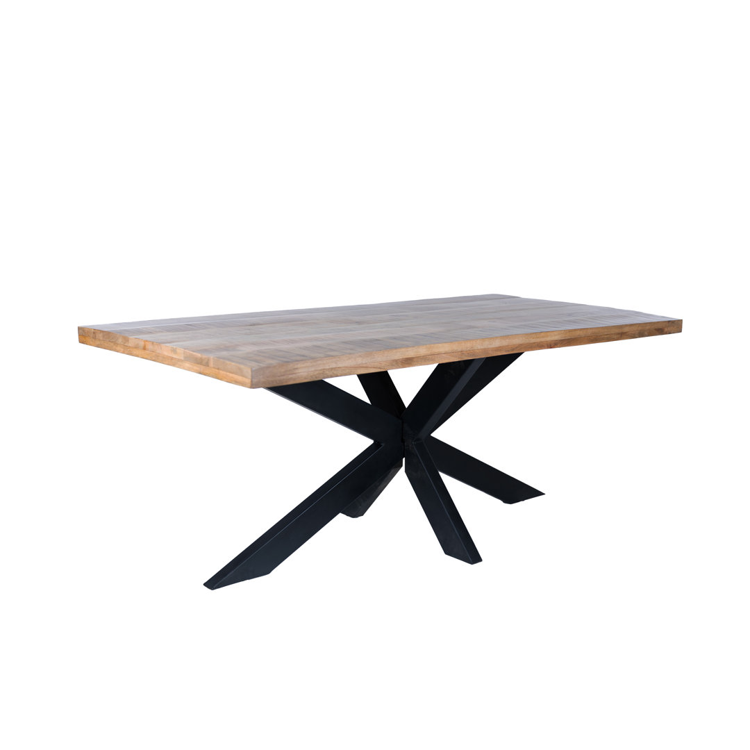 Discover Modern Elegance - Rectangle Dining Table with Mango Wood Top and Sturdy Spider Legs Loon Peak® 