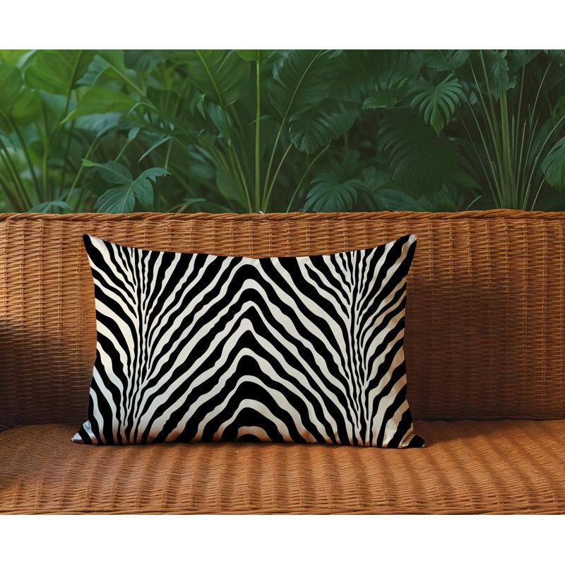 Oreiller rectangulaire réversible intérieur / extérieur Gilda, Rectangle H 14 po x l 20 po, Noir