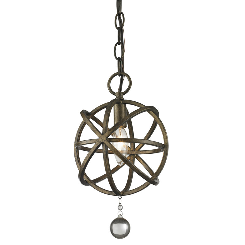 Luminaire suspendu sphère 1 lumière Berdina, Bronze doré