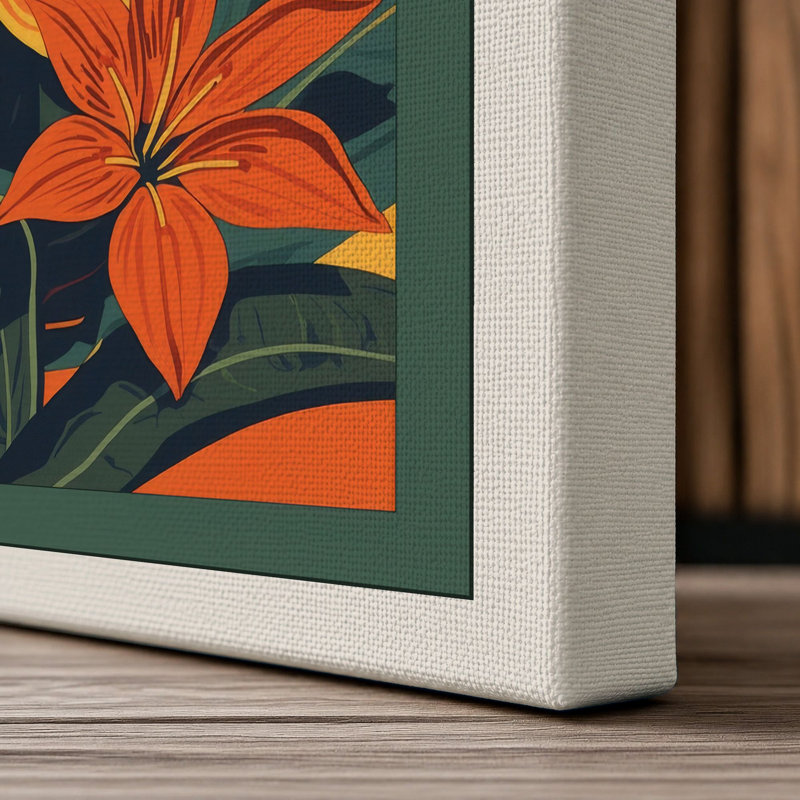 Vibrant Bloom Cluster Modern - Wrapped Canvas, 30x20 - 76.2 x 50.8 cm, Cream Border