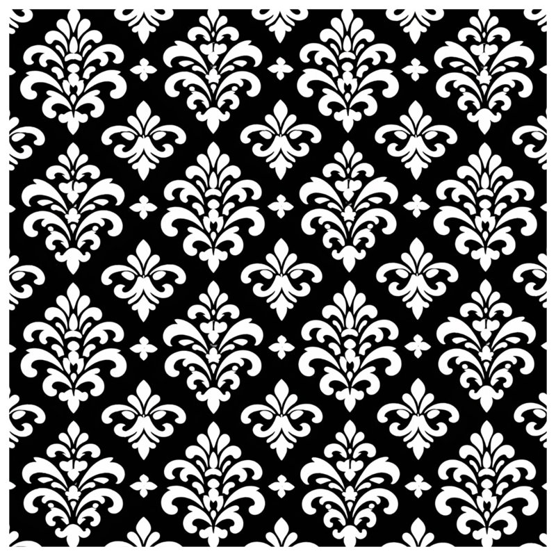 Tapisserie murale noir et blanc damassé, H 68 po x l 80 po avec 4 œillets