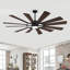 Ventilateur de plafond moderne en bois avec lumière, double finition 12 pales pour intérieur / extérieur-1506982076