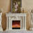 Beige Solid Wood Electric Fireplace