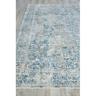 Antique Loom Blue Polyester powerloom Area Rug