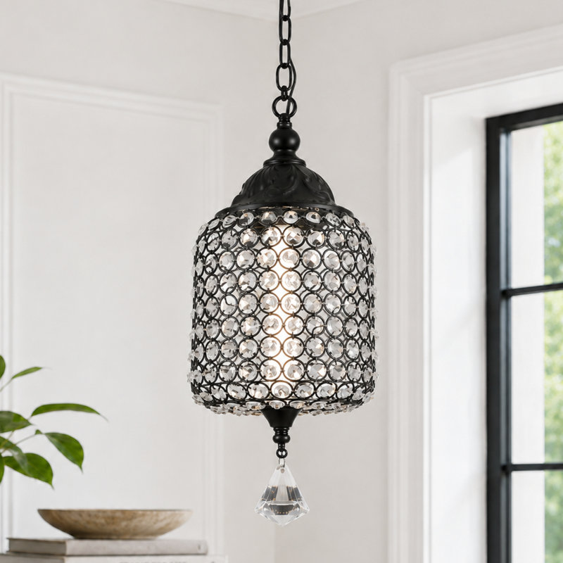 Luminaire suspendu à 1 lumière DEL à intensité variable en cristal