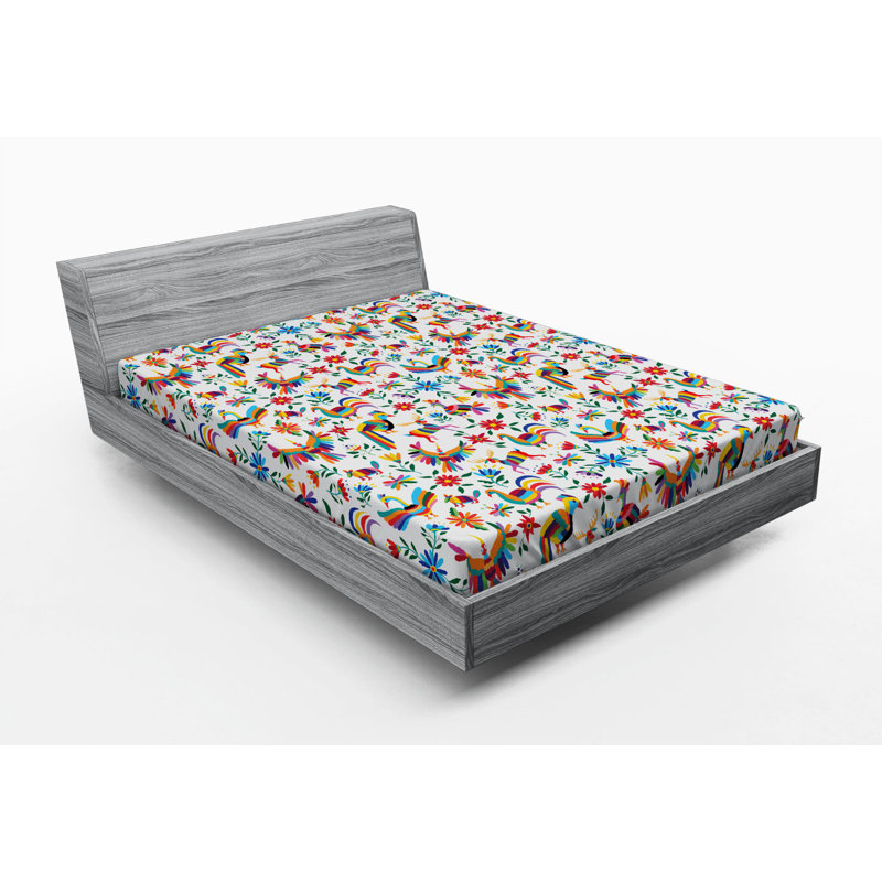 Microfiber Fitted Sheet, Full Fitted Sheet, White/Blue Abstract