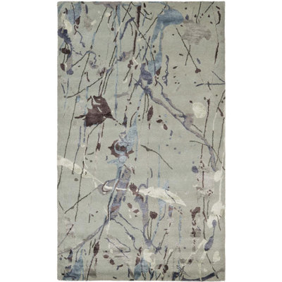 Amier Hand Tufted Wool/Cotton/Viscose Abstract Rug in Gray