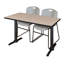 Neyland Cain T-Base training table and 2 Zeng stackable chairs-32520304-32520310-32520316