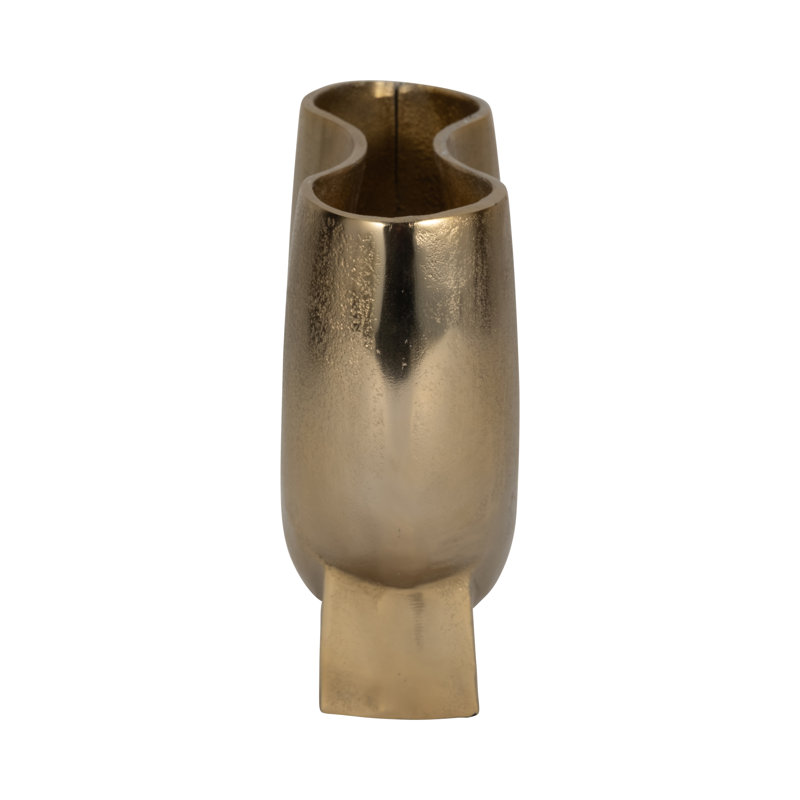 Erso Gold Abyss Arrow Shaped Metal Vase, 10" H x 11" W x 4" D