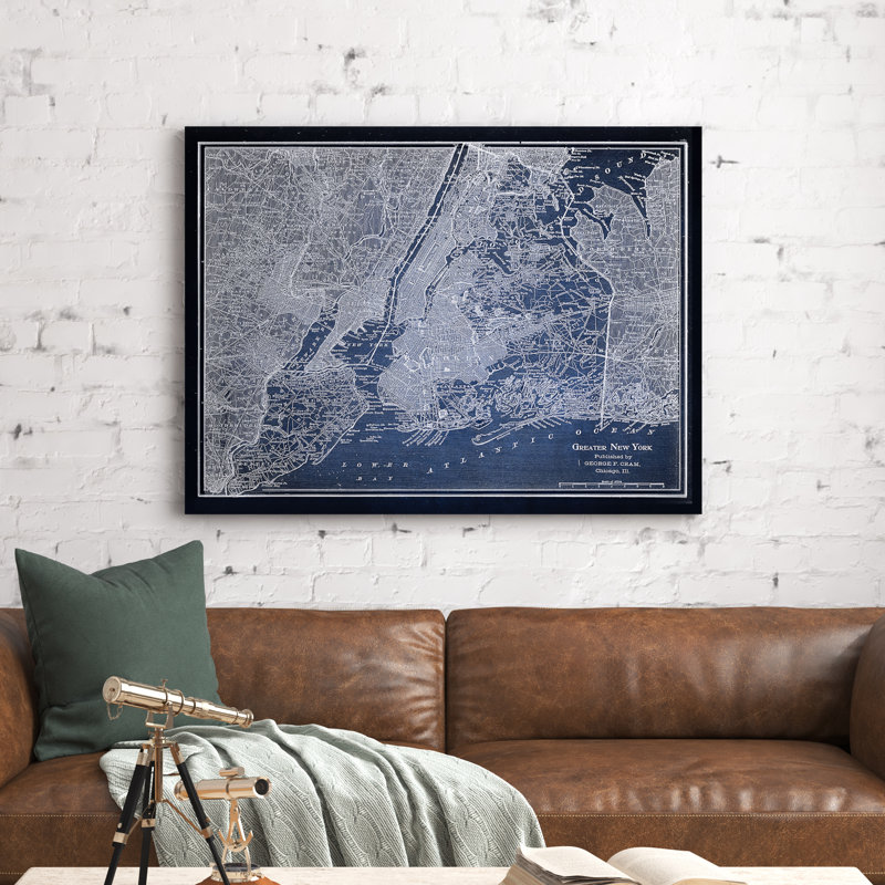 «NYC Sketch Map», reproduction d'impression sur toile tendue, H 16 po x l 20 po x P 1,5 po