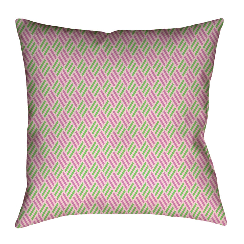 Katelyn Elizabeth Geometric Reversible Pillow Cover, 14" x 14", Pink Pastel, Faux Suede