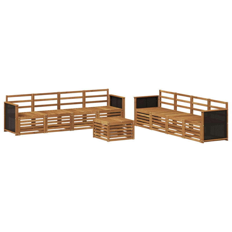  Outdoor Sofa Set 9 Pcs, Black/Natural