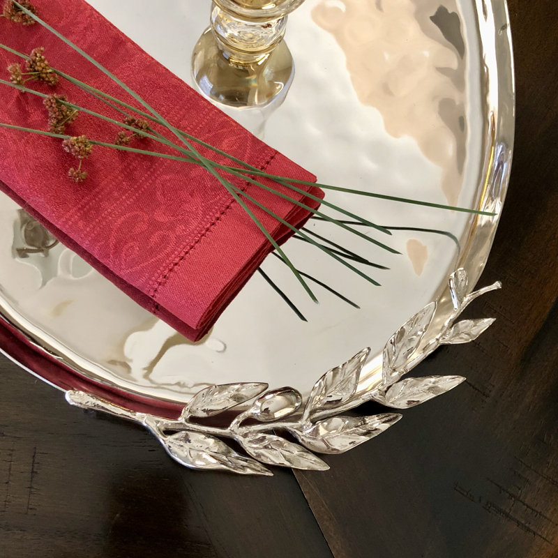 Amreena Stainless Steel Tray, 1.5" H x 14" W x 9" D