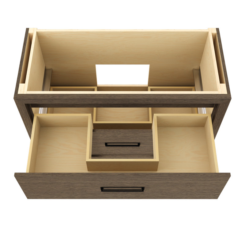 Avalon Two-Drawer Single Bath Vanity, Smoked Modern, 48", Matte Black