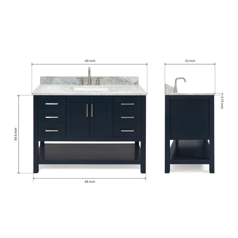 Magnolia Bath Vanity Rectangular Basin S061SCW2R, Rectangular, Midnight Blue, 49"