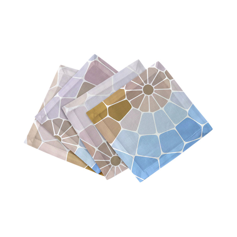 Mosaico Cotton Sateen Cocktail Napkins, Mykonos
