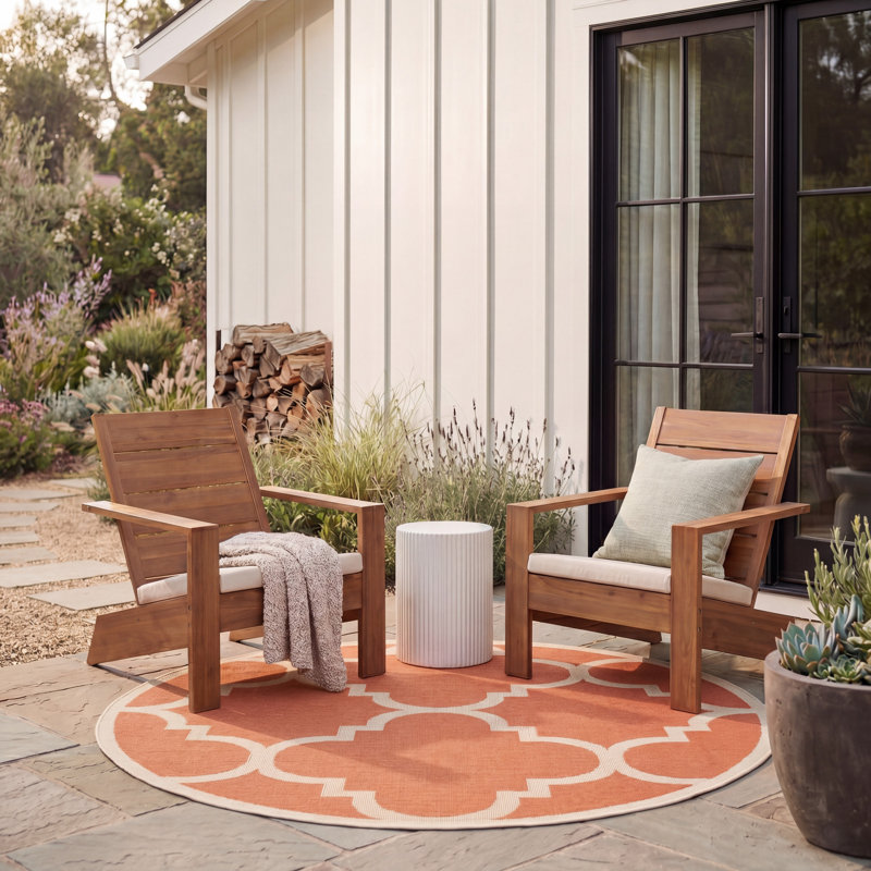 Herefordshire Performance Geometric Indoor/Outdoor Area Rug, Round 5'3"