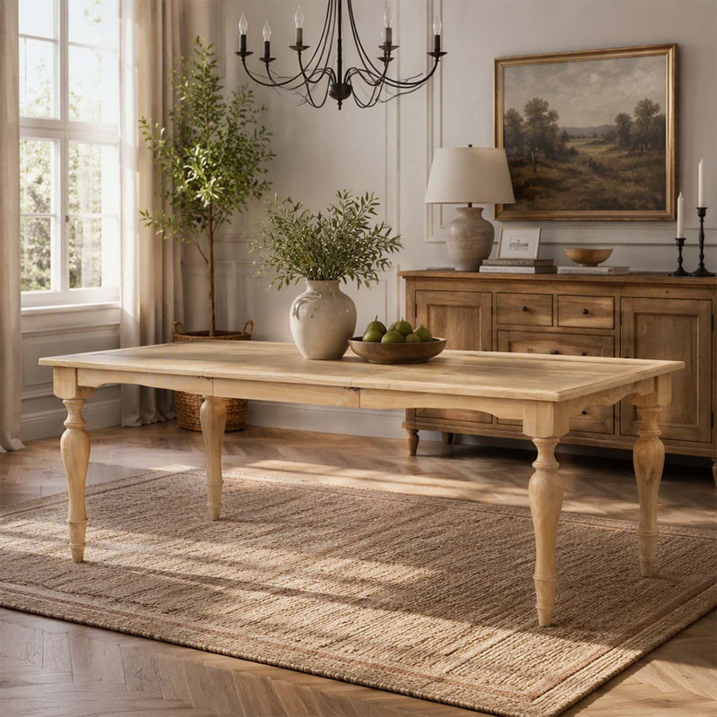 Table de salle à manger extensible rétro Vintage 82,7 pouces avec feuille amovible de 23,6 pouces, naturel