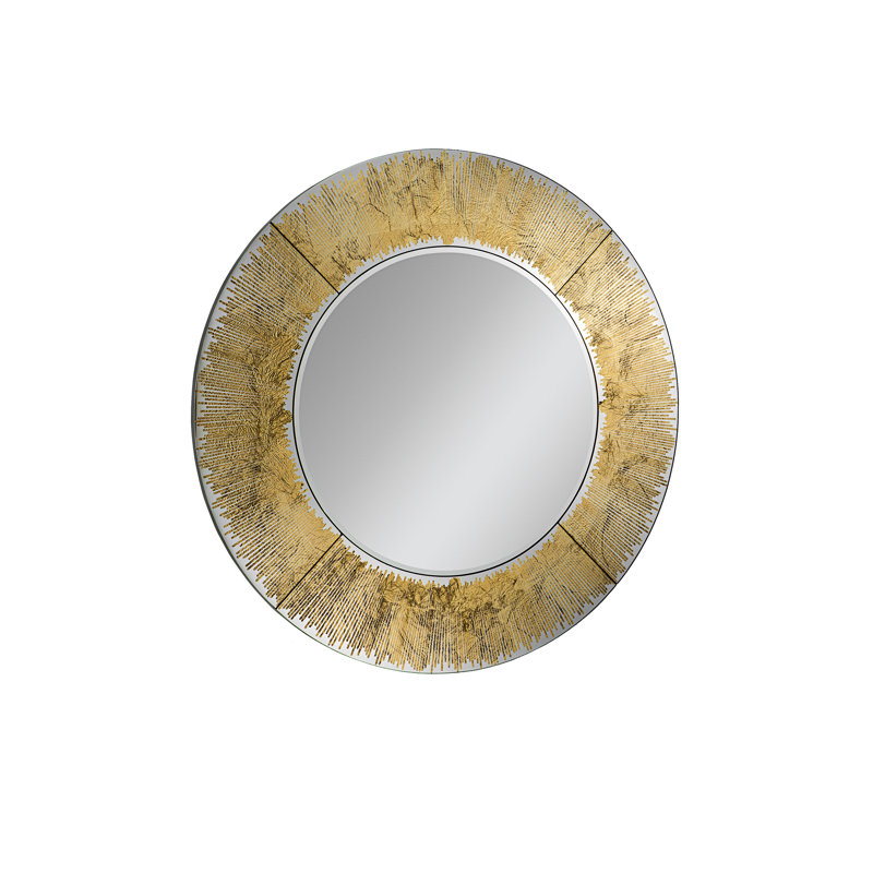 Orey Wood Flat Wall Mirror, Gold