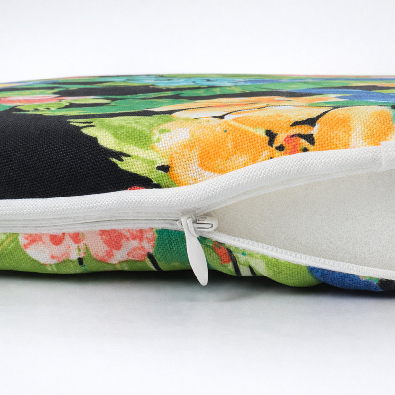 Outdoor Patio Chair Cushions, Green/Black Floral, Polyester