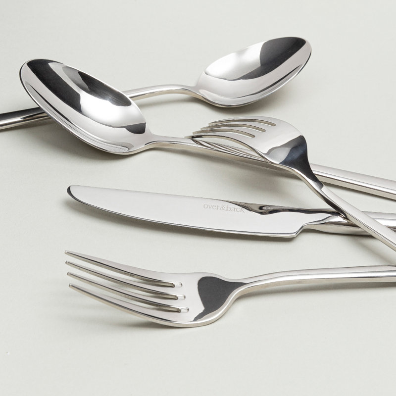 over&back Modern 18/8 Flatware Set - Service for 4, Silver
