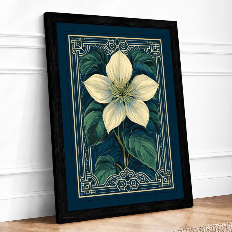 Cream Bloom Botanical - Print, A2 - 59.4 x 42.0 cm, Black