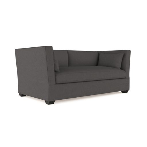 Rivington Flare Square Track-Arm Loveseat, 31" H x 72" W x 41" D, Plush Velvet Blue Print, Ebony