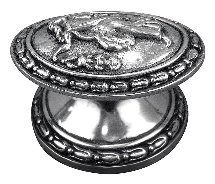 Sforza Oval Knob, Antique Silver
