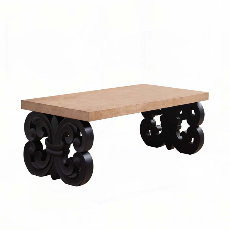 47" Rectangular Farmhouse Table with Carved Base, Black
