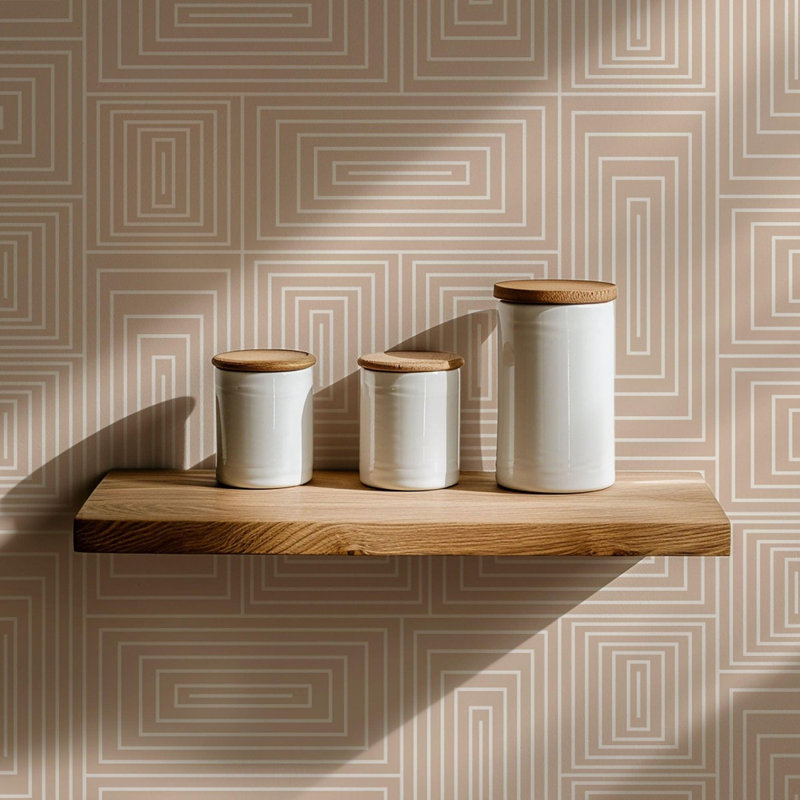Nia 10' L x 24" W Wallpaper Roll, Peach, Premium Paper