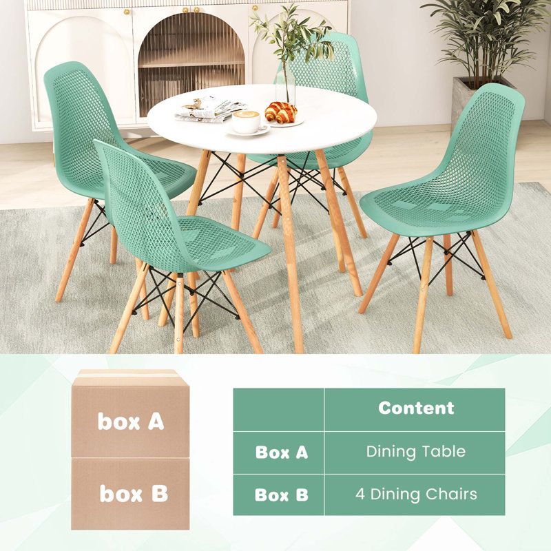 Kayshon 4 - Person Four Leg Dining Set, Green