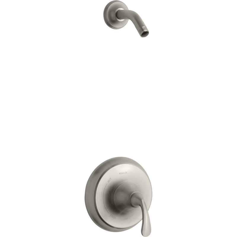 Kohler Forté Sculpted Rite-Temp Tub and Shower Faucet, Vibrant Brushed Nickel