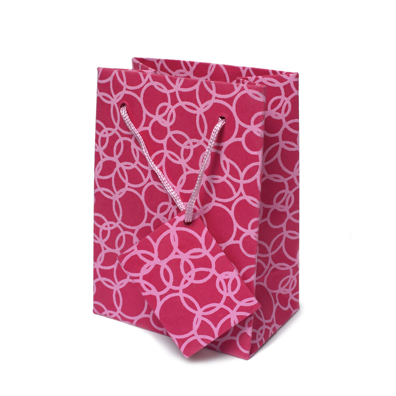 Pink Recycled Cotton Eco-Friendly Gift Bags with Tag Set