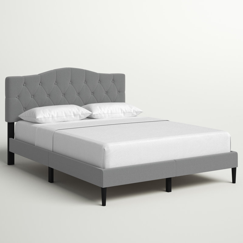 Arnette Upholstered Platform Bed, Twin, Gray