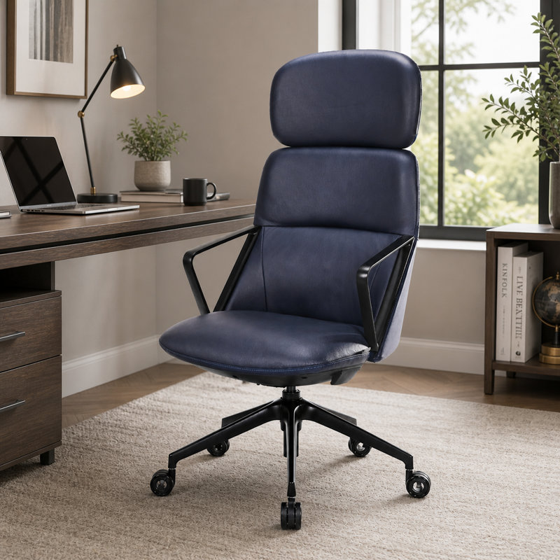 Fauteuil de bureau pivotant en cuir véritable Nouhaus Linea 