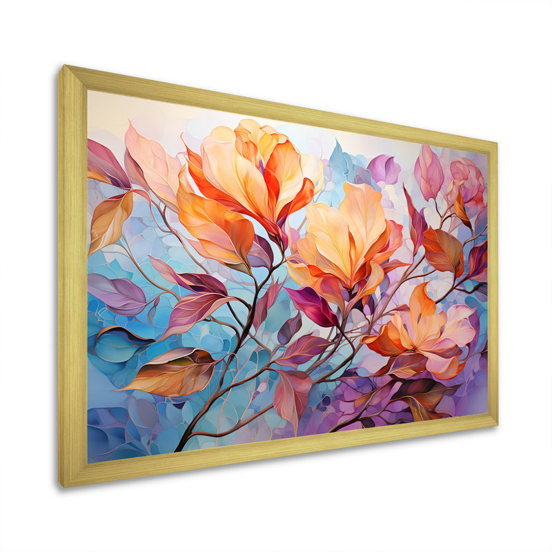 «Dreamy Colorful Foliage I», reproduction sur toile, Cadre doré simple, H 12 po x l 20 po x P 1 po