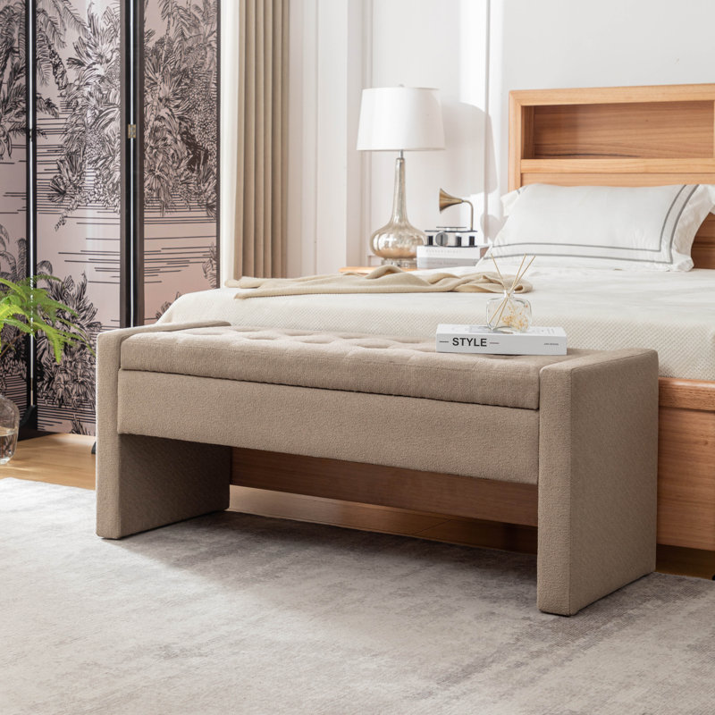 Banc de rangement rembourré Rasner, Beige