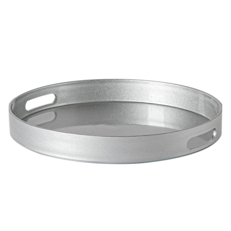 Argon Tableware - Round Melamine Serving Trays - Set of 3, Silver