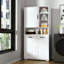 Armoire à linge autoportante avec panier à linge inclinable, tablettes réglables, tablettes ouvertes et portes fermées, rangement polyvalent-1352989873