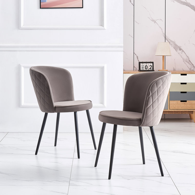 Lemelle Velvet Upholstered Dining Chairs, Grey