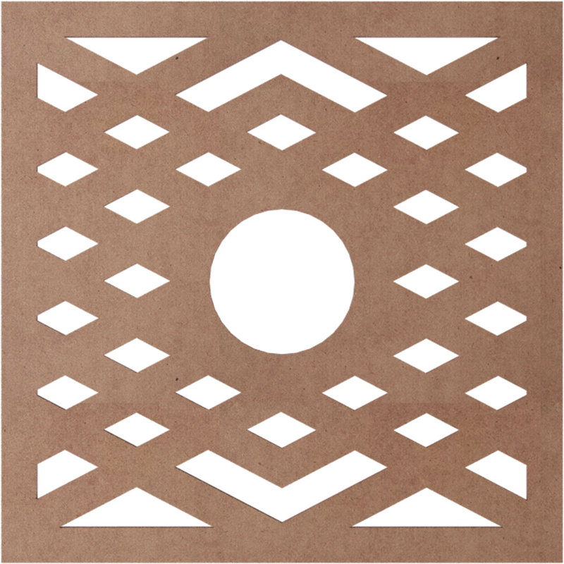24"OD x 6 1/4"ID x 3/8"T Chevron Wood Fretwork Pierced Ceiling Medallion, Raw MDF, 22" H x 22" W x 0.38" D