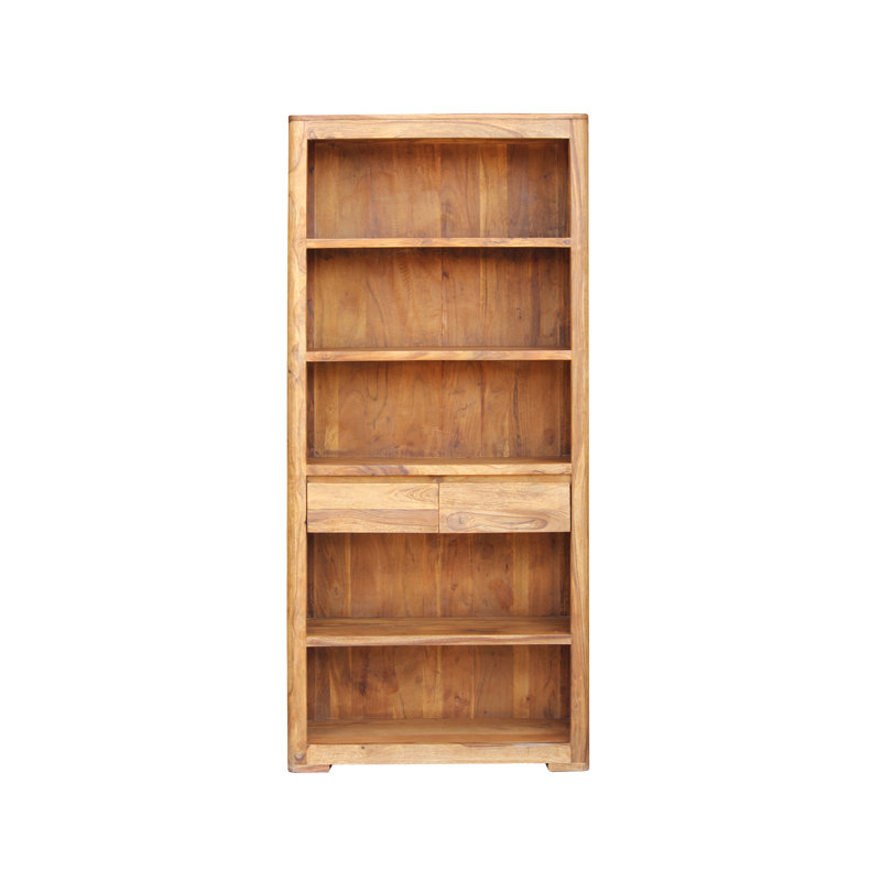 Gaven 200cm H x 90cm W Solid Wood Standard Bookcase, Teak