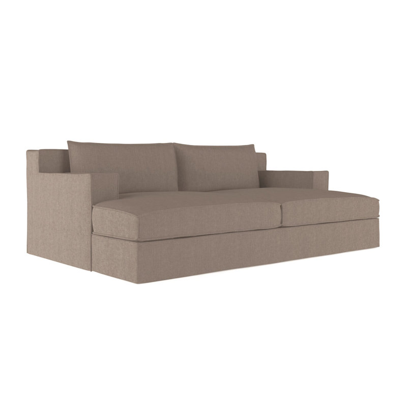 Mulberry Square Track-Arm Daybed with Flange Seam, Box Weave Linen Pumice, Weathered