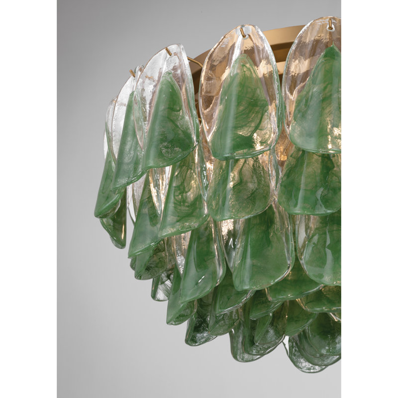 Plafonnier encastré 11,25 po Verla Crest, H 14,5 po x l 31,25 po x P 31,25 po, 11 lumières, Transparent / vert
