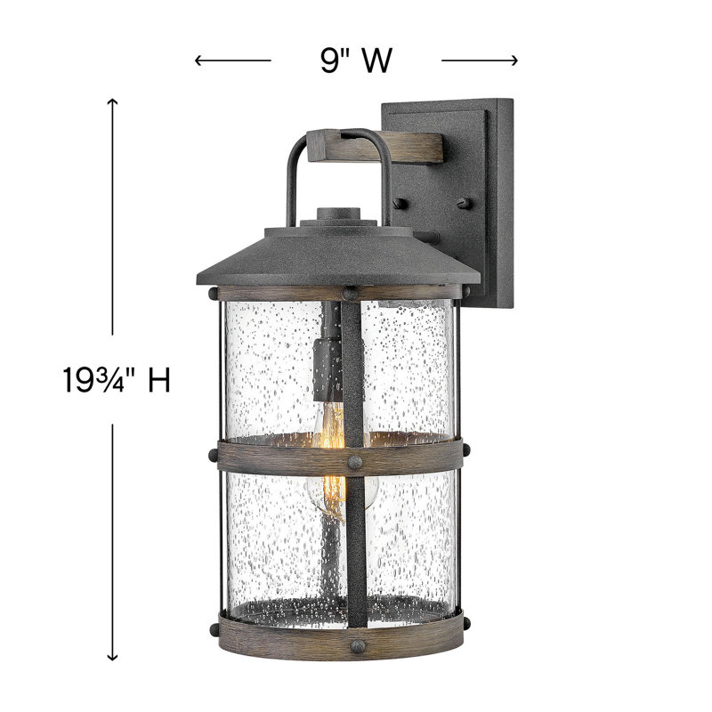 Lakehouse Aged Zinc/Driftwood Gray Seeded Glass Outdoor Wall Lantern, Aged Zinc, 17.25" H x 9" W x 10.5" D