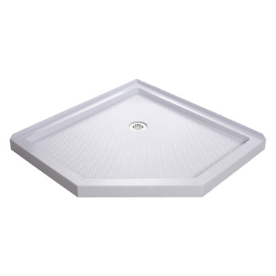  DreamLine SlimLine 38 inch D x 38 inch W x 2 3/4 inch H Corner Drain Neo-Angle Shower Base in White