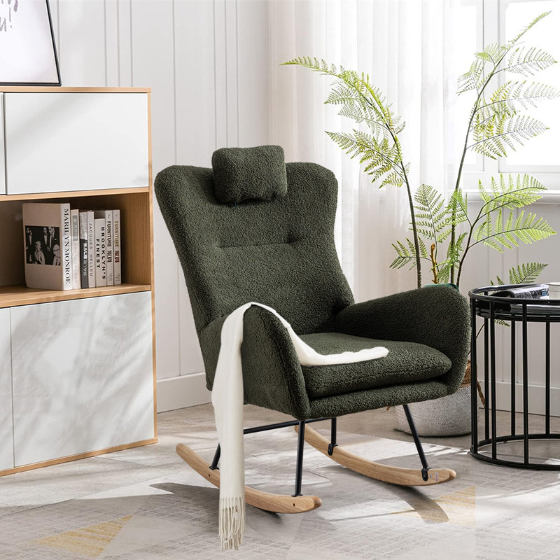 Chaise berçante en métal Jamaul, Vert foncé